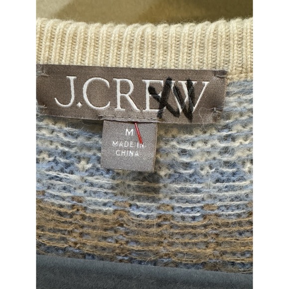 J.Crew Fair Isle Cardigan in Frosted Tundra Snow Brushed Yarn Sweater Medium - Picture 6 of 11